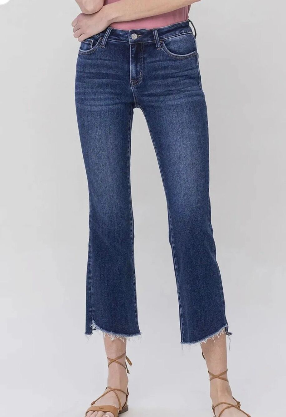 Lovervet dark wash high rise step hem jeans size 26